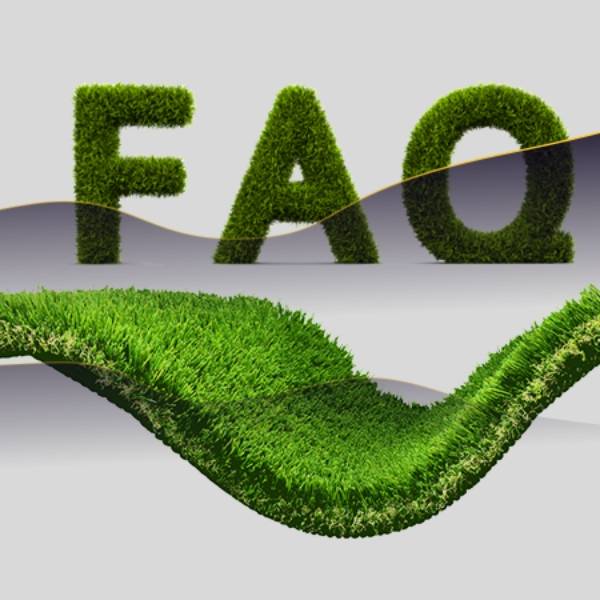 Gazon artificiel et une icône FAQ