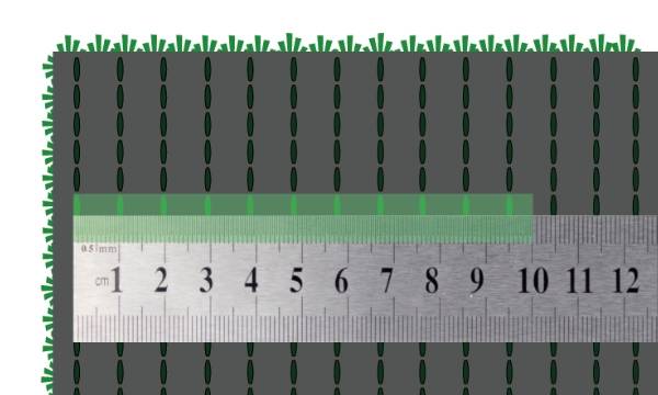 Use a ruler to mark out the gauge of artificial grass.