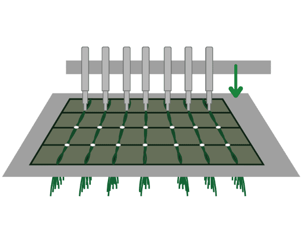 Artificial grass hole punching process