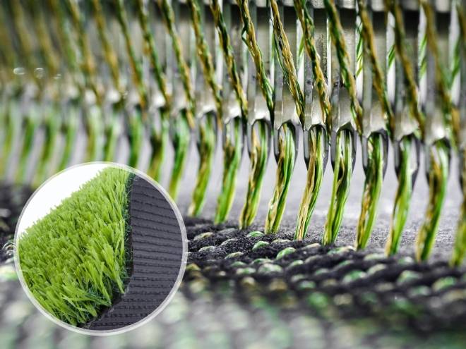 Grass fiber tufting and tufted artificial grass