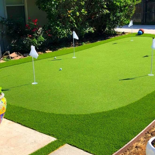 Artificial grass putting green for home yard.