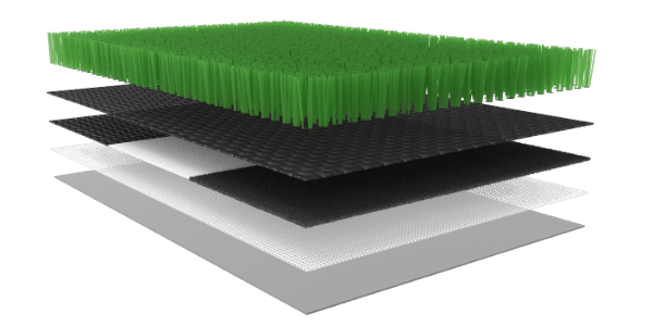 La estructura detallada de la hierba artificial