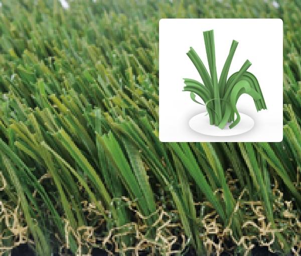 Double W-shape blade+thatch for residential landscape artificial turf