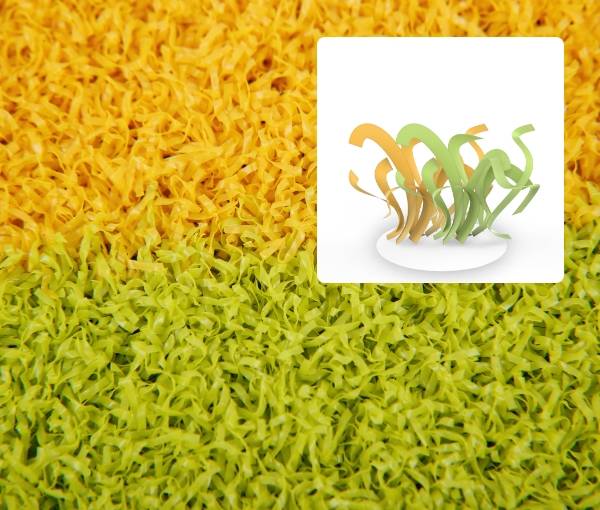 Green and yellow artificial grass thatch for playground artificial turf