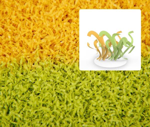 Gazon synthétique avec mélange de vert et jaune pour terrains de jeux