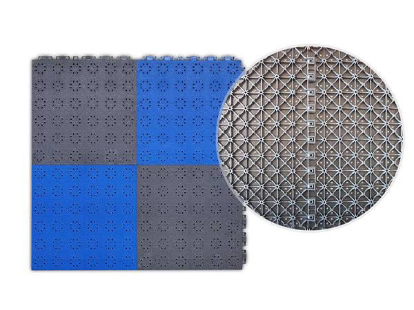 4 interlocking sports flooring tiles are easy to be connected seamlessly.