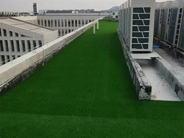 The rooftop of the academic building, equipped with ventilation, is covered with artificial grass.
