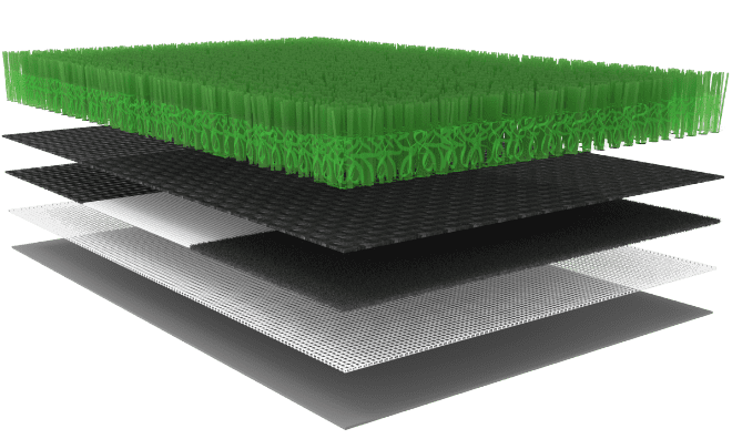 Playground artificial turf with a mixture of monofilament grass fibers and thatch
