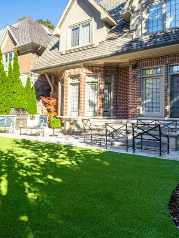 Residential landscape artificial turf laid in the house