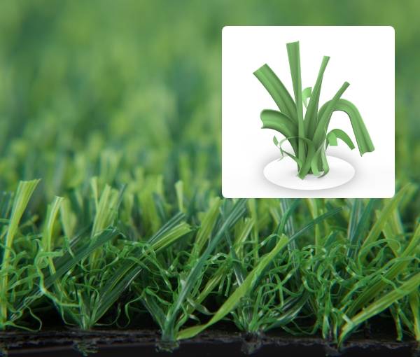 S-stem blade monofilament fibers+thatch for artificial grass wall